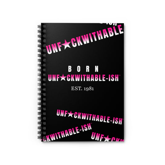 UNF★CKWITHABLE-ISH™ Notebook, Black & Hot Pink Customizable "Est. Year"