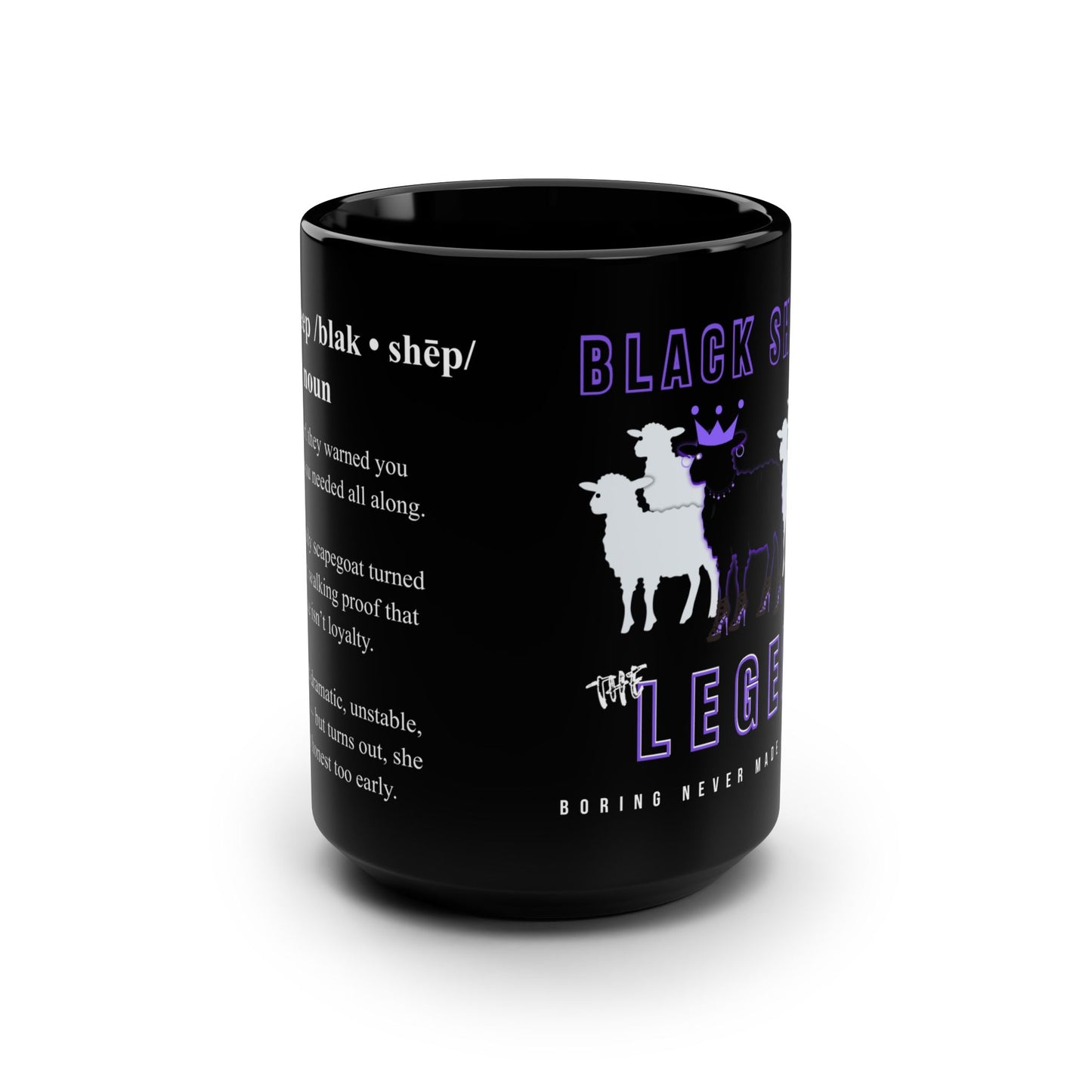 Black Sheep The Legend Mug, Black & Purple Edition