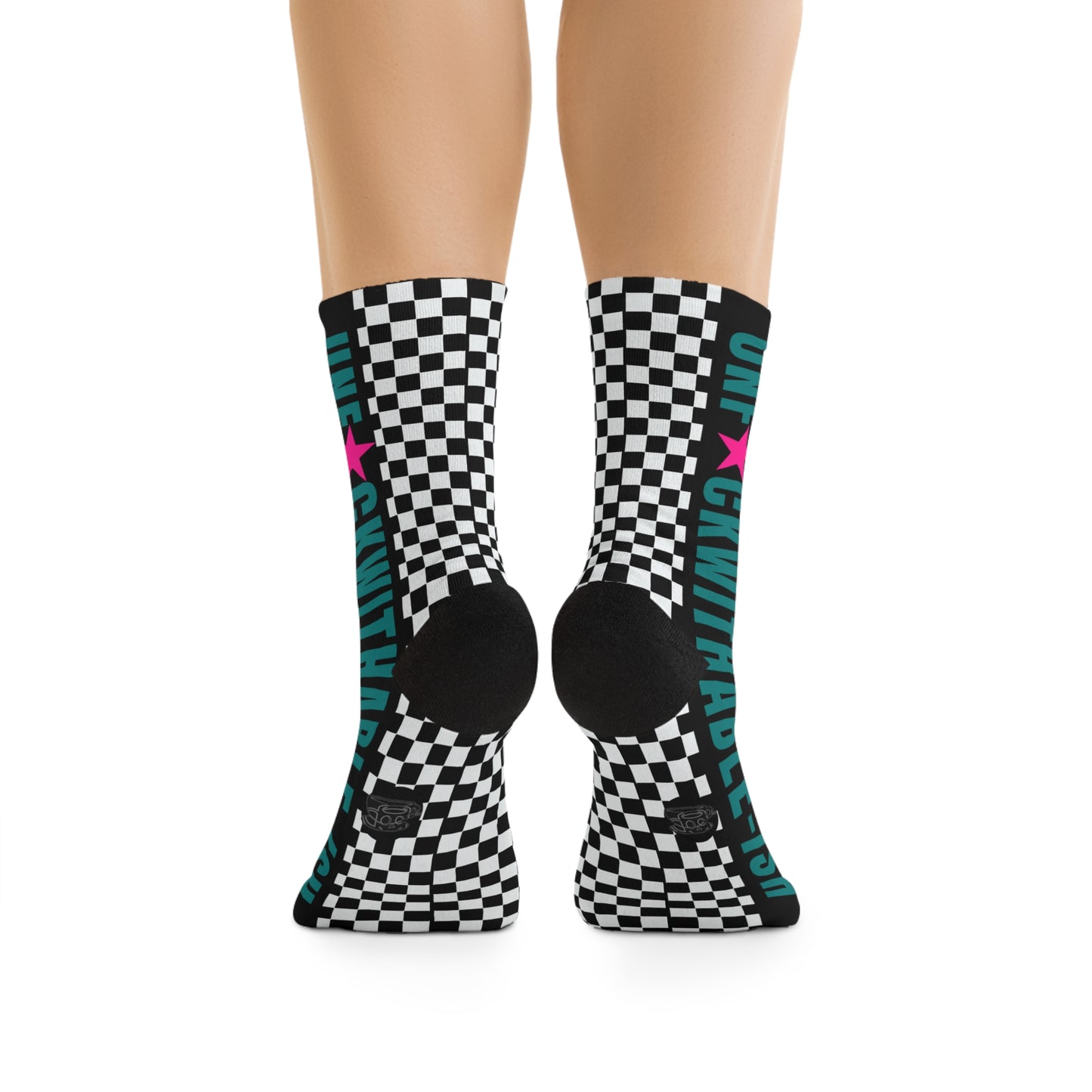 UNF★CKWITHABLE-ISH Retro-Rebel Teal/Hot Pink Recycled Poly Socks