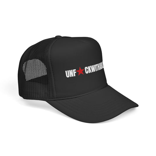 UNF★CKWITHABLE-ISH™ Trucker Hat, Unisex Black & Red