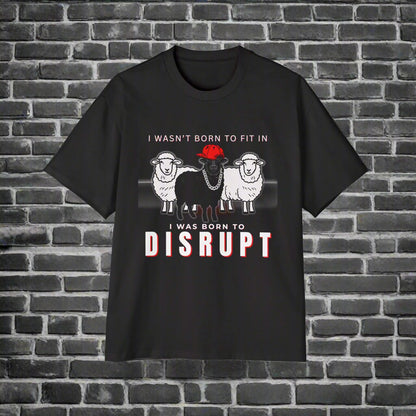 Men's Oversized Black Sheep Born to Disrupt T-Shirt, Rebel Streetwear