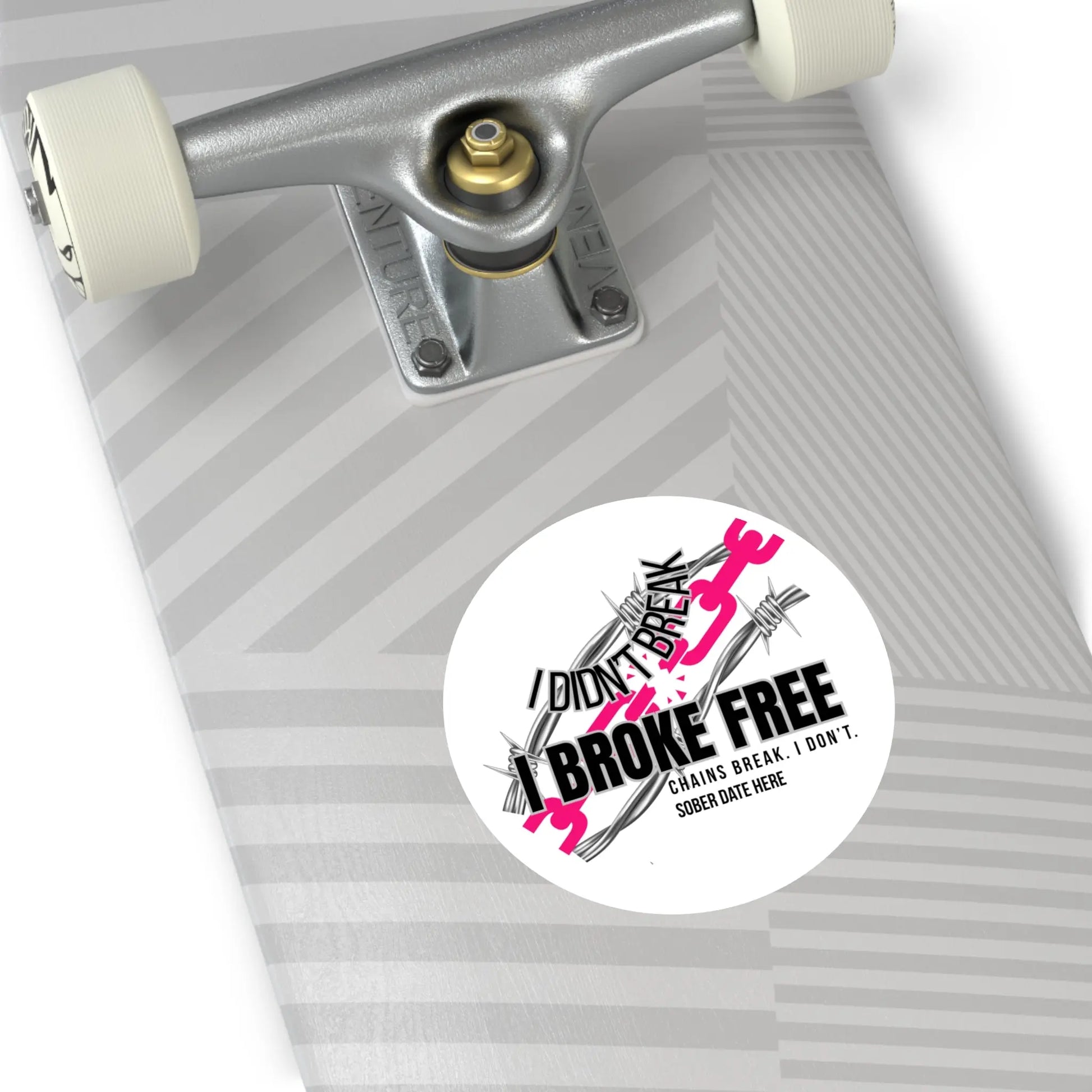 “I Broke Free” Sober Sticker – Hot Pink Recovery Chain Decal Printify
