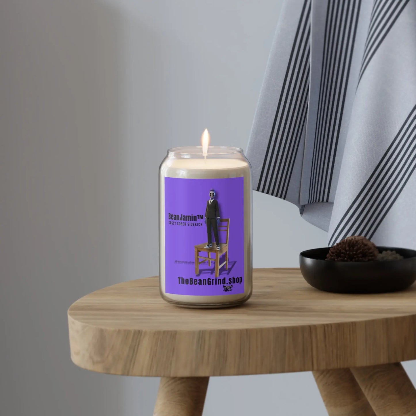 Sobriety & Funny Scented Candle - Featuring BeanJamin, Sober Sidekick + Secret Bonus Printify