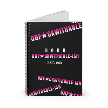 UNF★CKWITHABLE-ISH™ Notebook, Black & Hot Pink Customizable "Est. Year"
