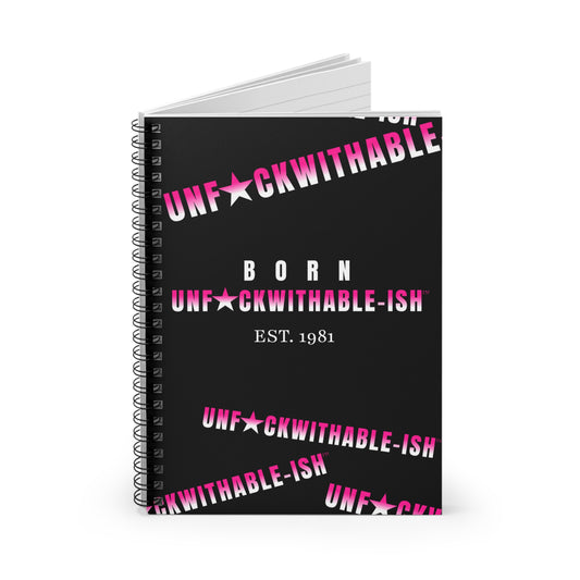 UNF★CKWITHABLE-ISH™ Notebook, Black & Hot Pink Customizable "Est. Year"