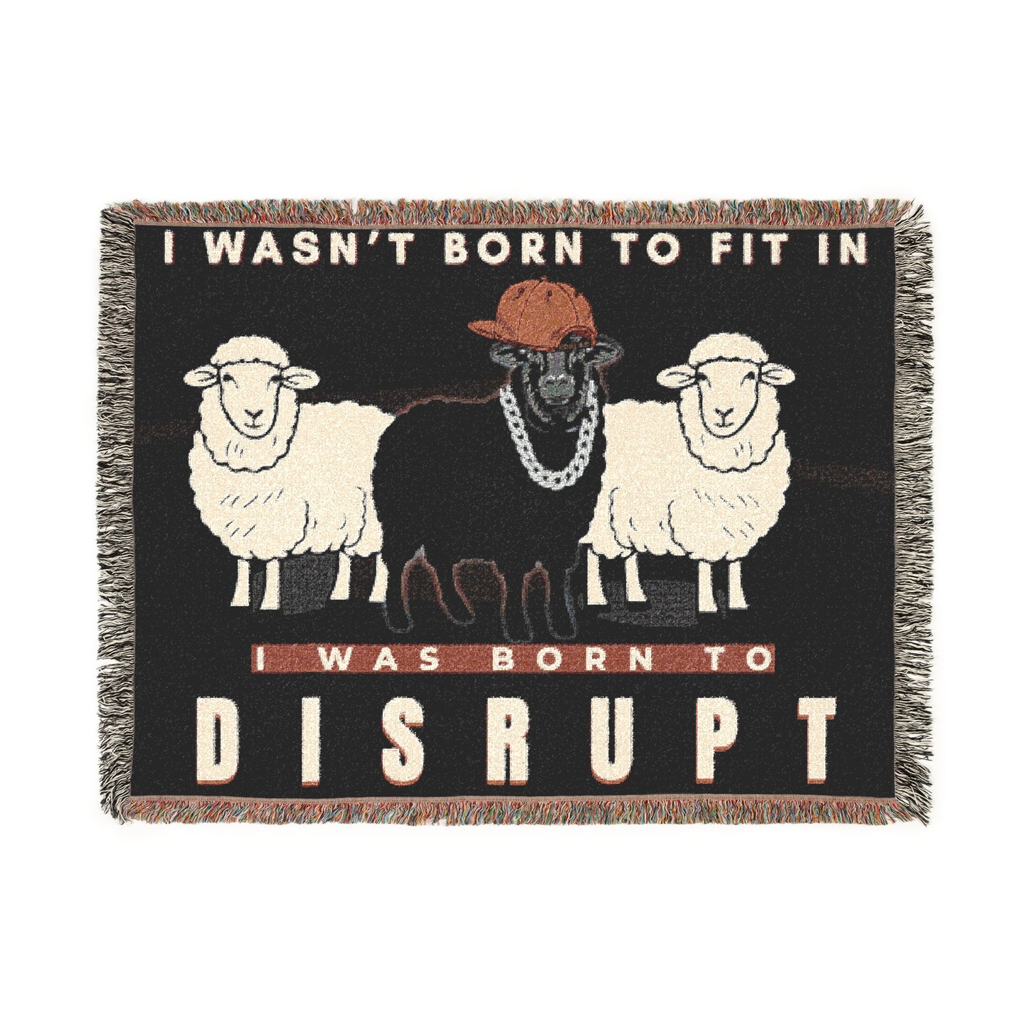 Black Sheep Oversized Woven Blanket 80" x 60" - Born to Disrupt