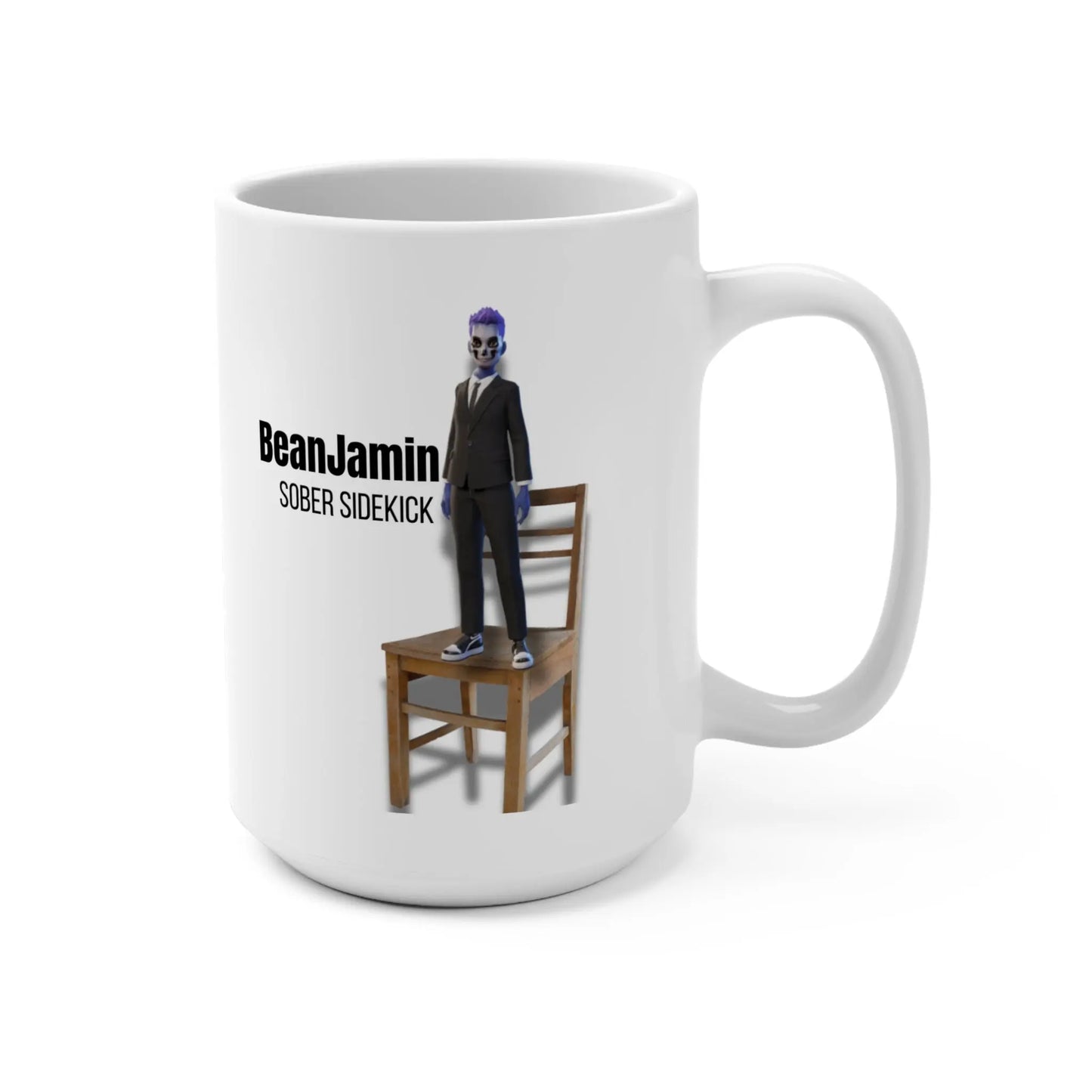 BeanJamin Sober Sidekick Mug – Featuring Our Custom Recovery ChatGPT, by The Bean Grind Printify