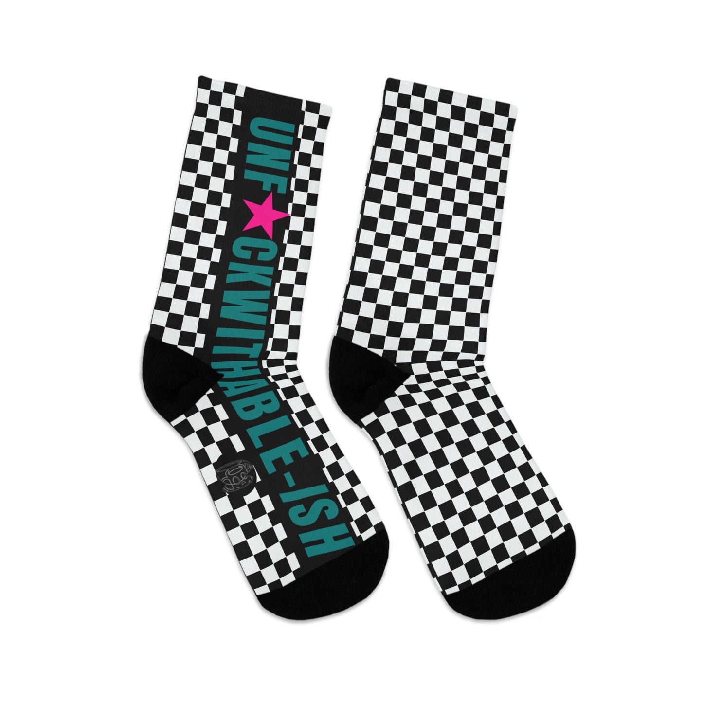 UNF★CKWITHABLE-ISH Retro-Rebel Teal/Hot Pink Recycled Poly Socks
