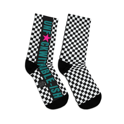 UNF★CKWITHABLE-ISH Retro-Rebel Teal/Hot Pink Recycled Poly Socks