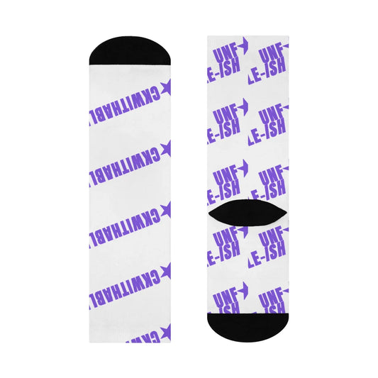 UNF✦CKWITHABLE-ISH Recovery Crew Socks, Purple Star Recovery Edition Printify