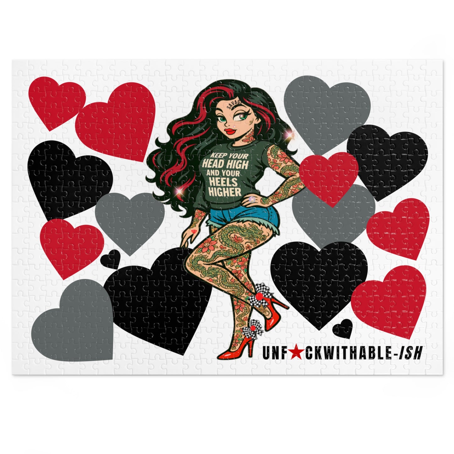 Adult Jigsaw Puzzle, Tattooed Skarlitt, Heart Design