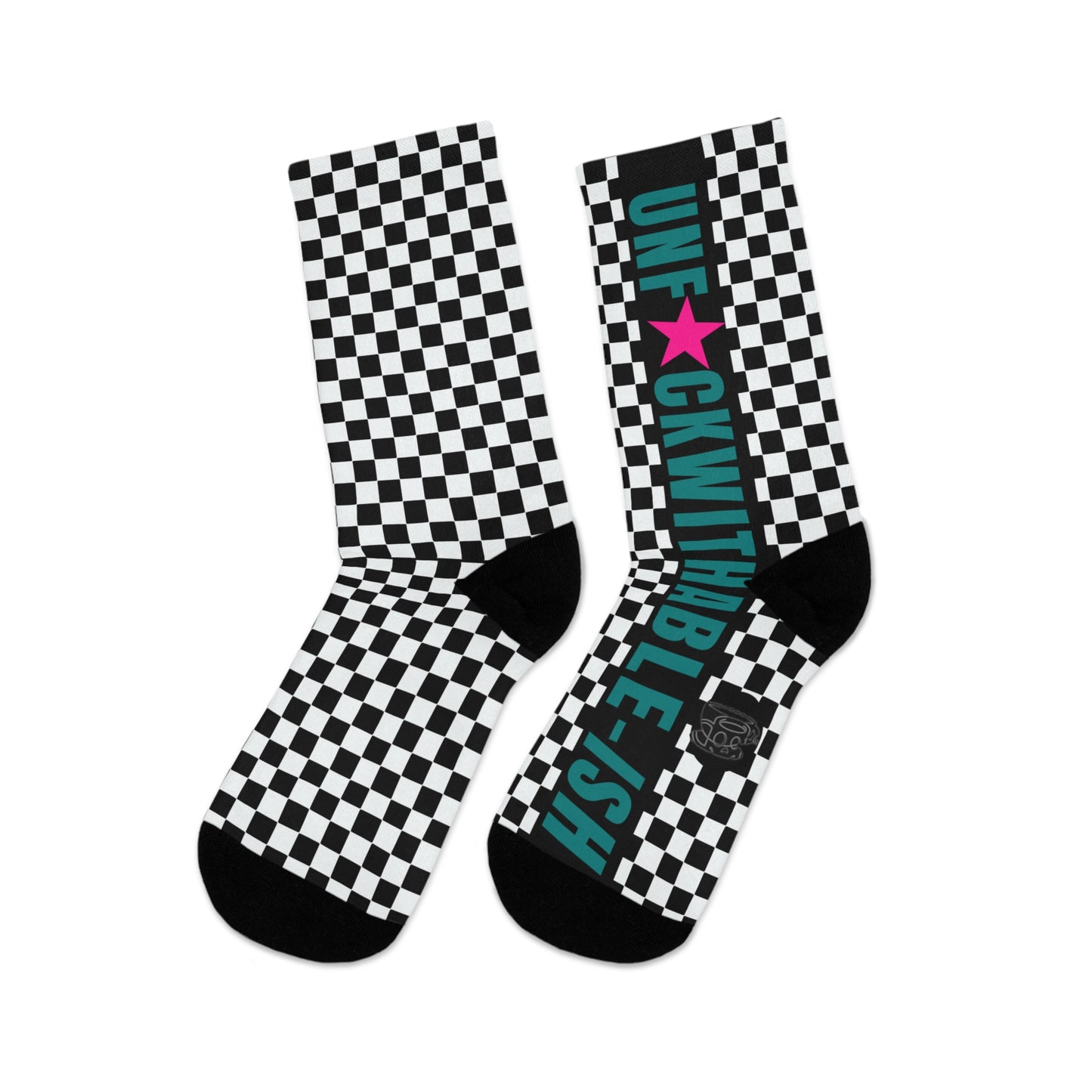 UNF★CKWITHABLE-ISH Retro-Rebel Teal/Hot Pink Recycled Poly Socks