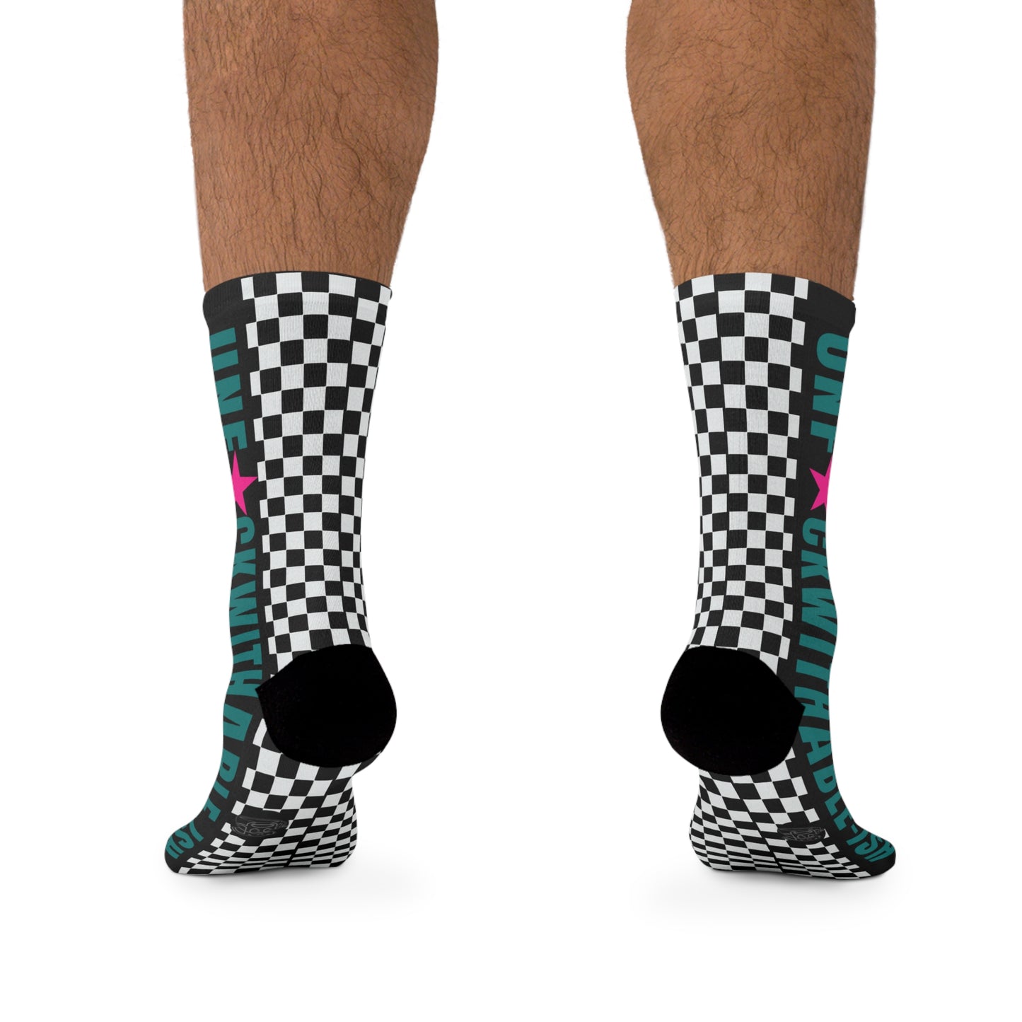 UNF★CKWITHABLE-ISH Retro-Rebel Teal/Hot Pink Recycled Poly Socks