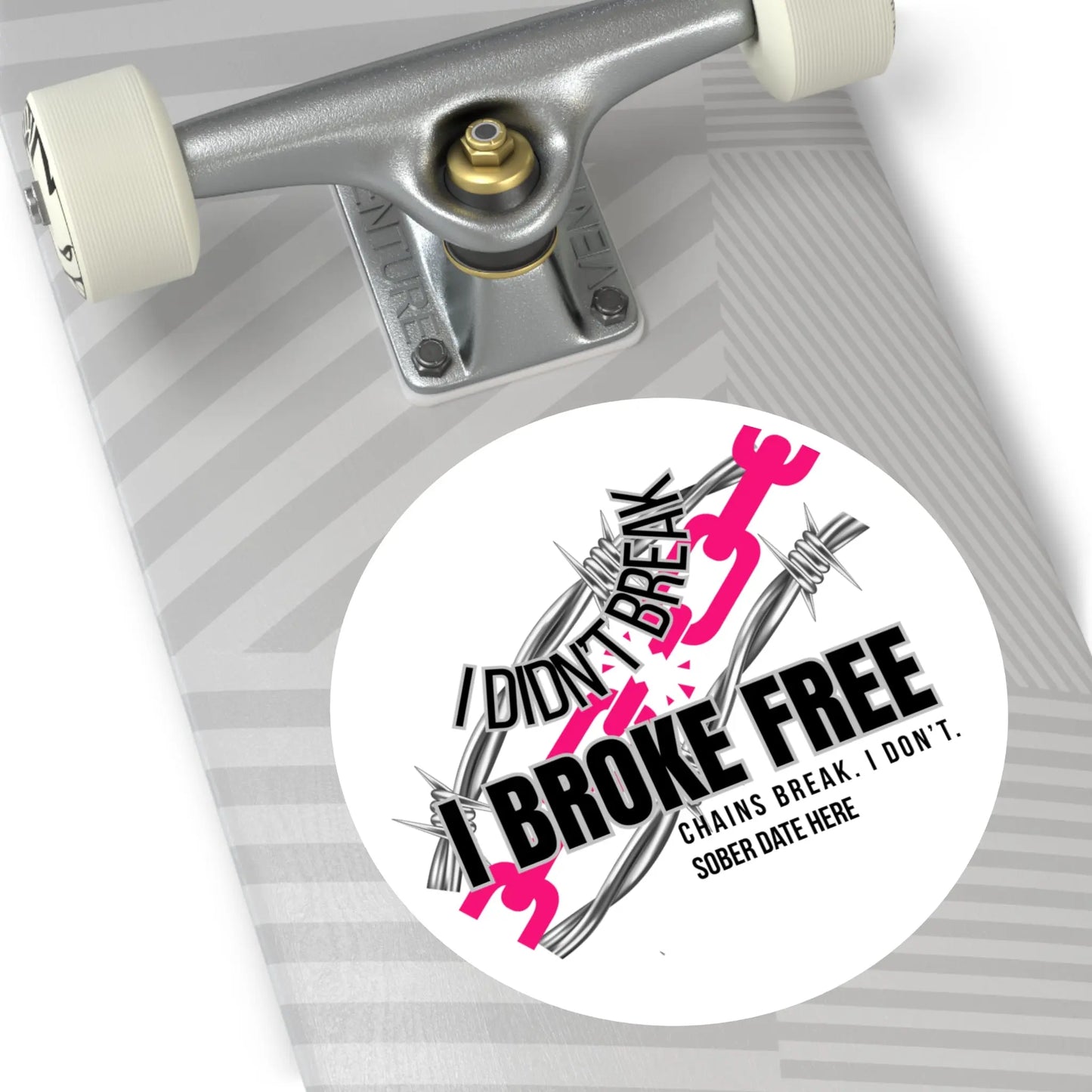 “I Broke Free” Sober Sticker – Hot Pink Recovery Chain Decal Printify