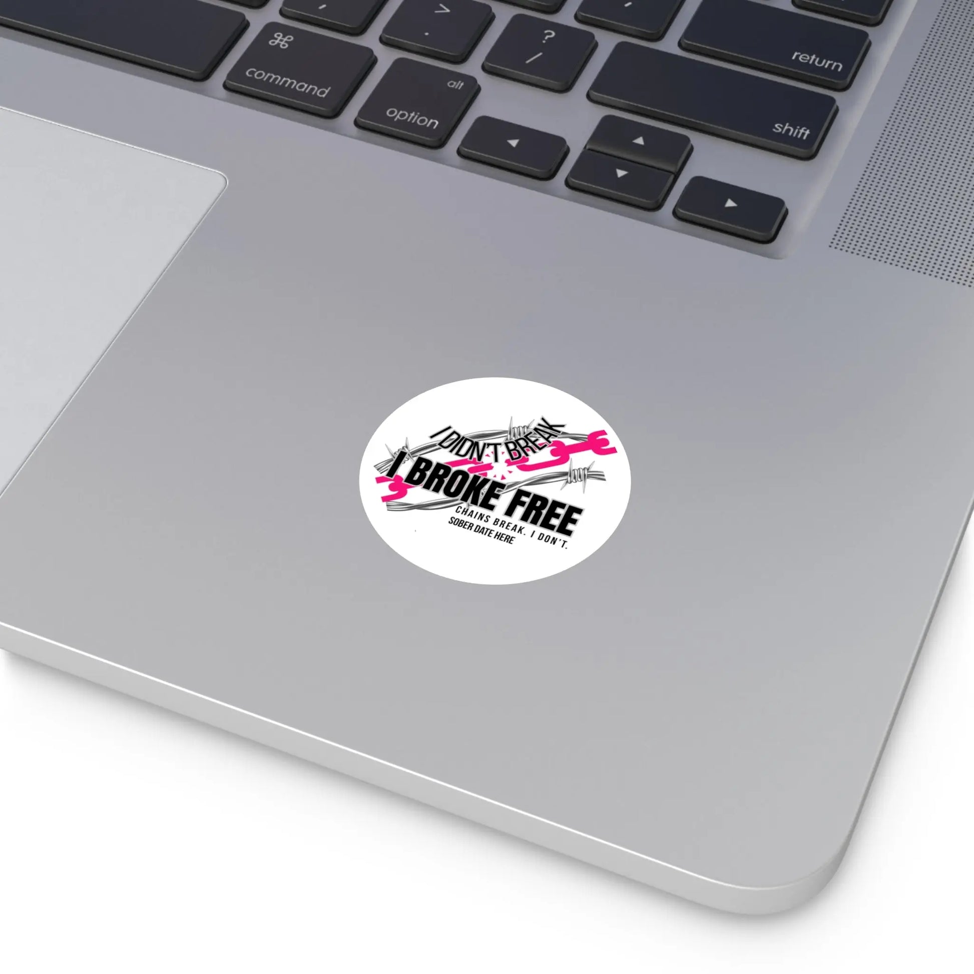 “I Broke Free” Sober Sticker – Hot Pink Recovery Chain Decal Printify
