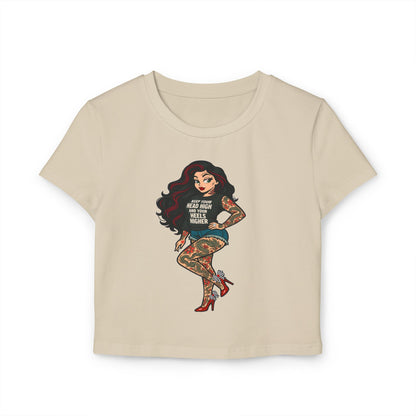 Rebel Tattoo Babe Crop Top Tee – Hold Your Head High, Heels Higher