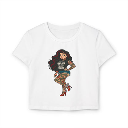 Rebel Tattoo Babe Crop Top Tee – Hold Your Head High, Heels Higher