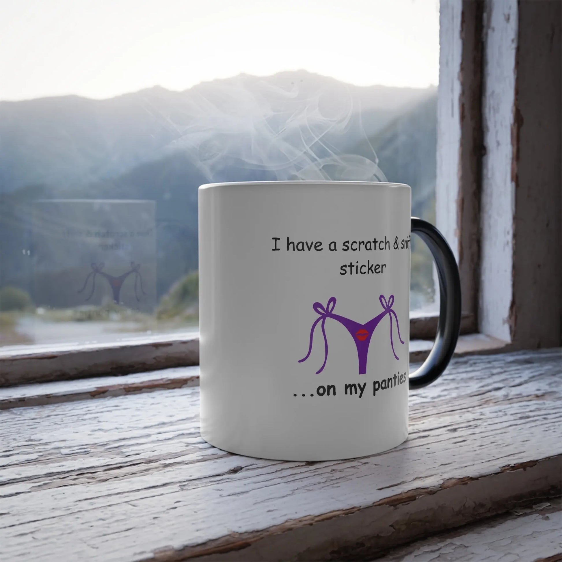 Funny Hidden Message Mug, Sticker On My Panties Printify