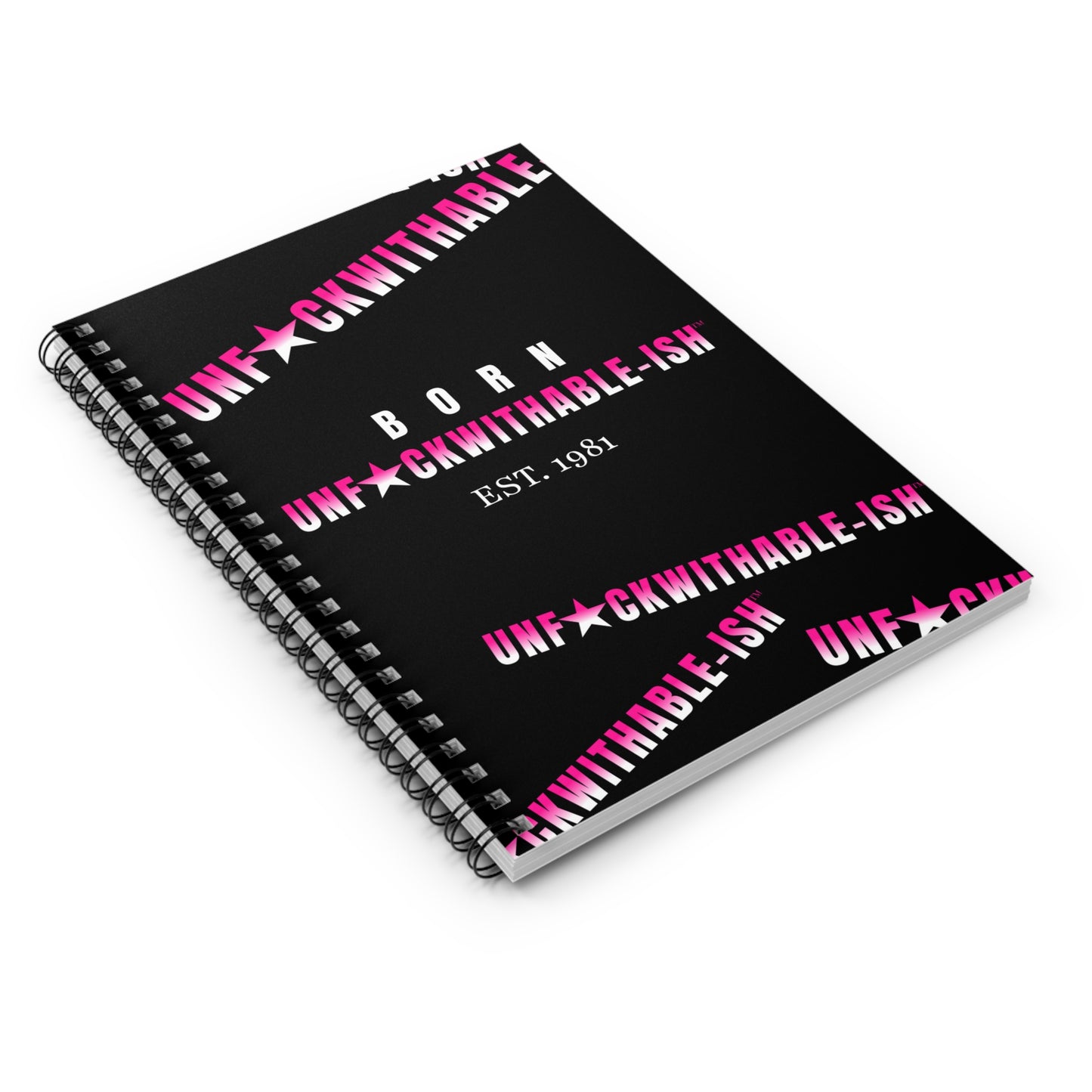 UNF★CKWITHABLE-ISH™ Notebook, Black & Hot Pink Customizable "Est. Year"