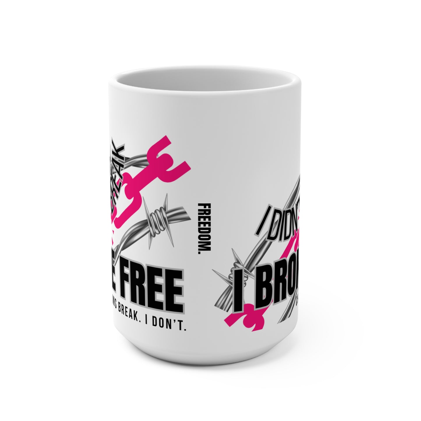 Custom Sobriety Mug, Chains Break - Hot Pink Edition + Sober Date