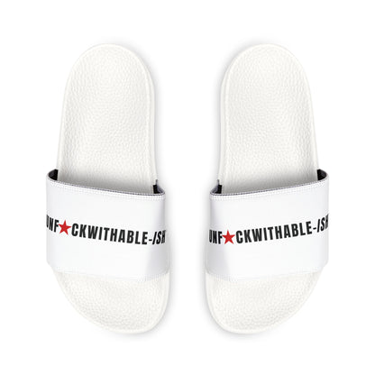 UNF★CKWITHABLE-ISH™ Men's Adjustable Slides White/ Red Star