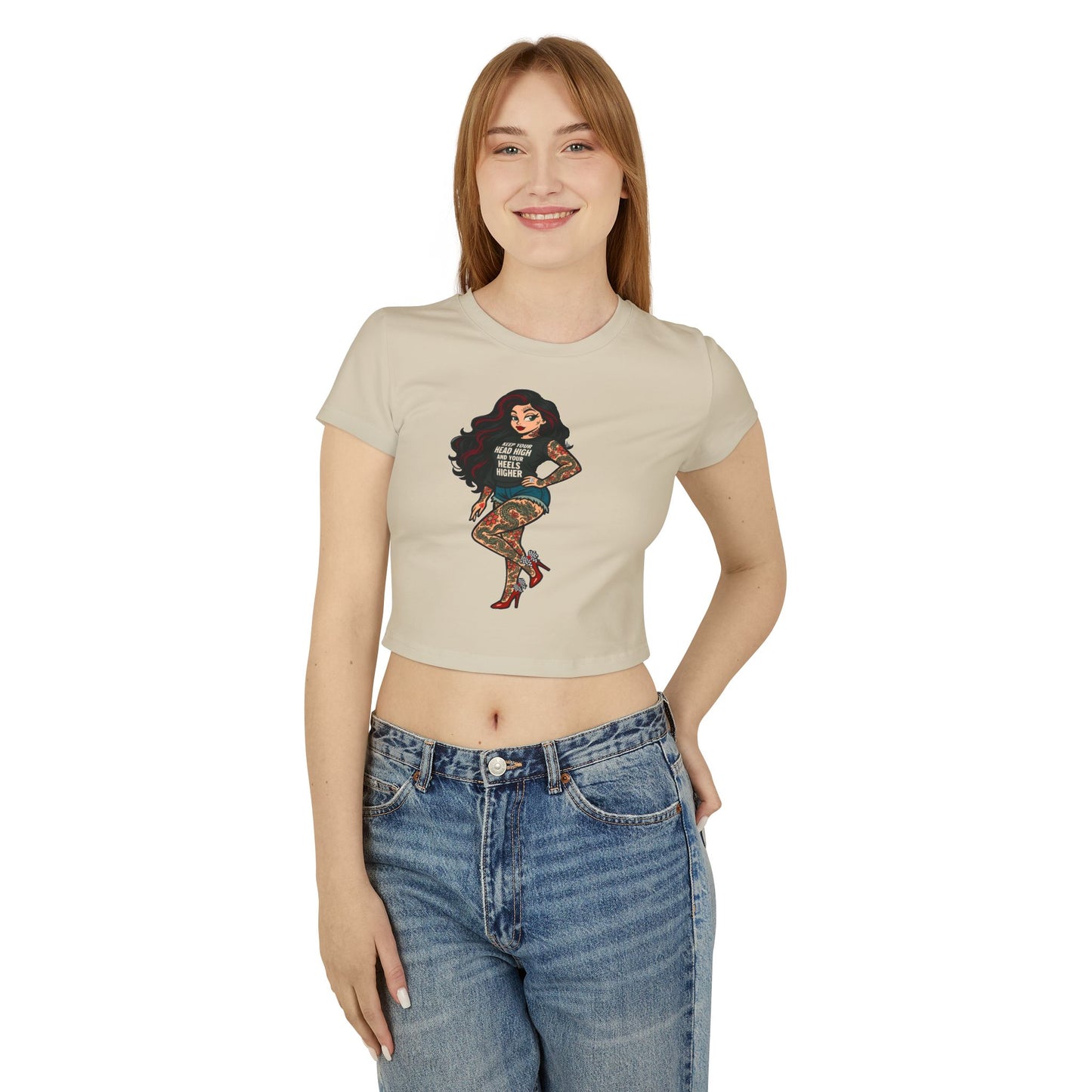 Rebel Tattoo Babe Crop Top Tee – Hold Your Head High, Heels Higher
