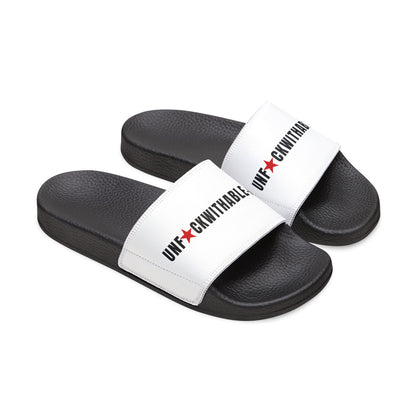 UNF★CKWITHABLE-ISH™ Men's Adjustable Slides White/ Red Star