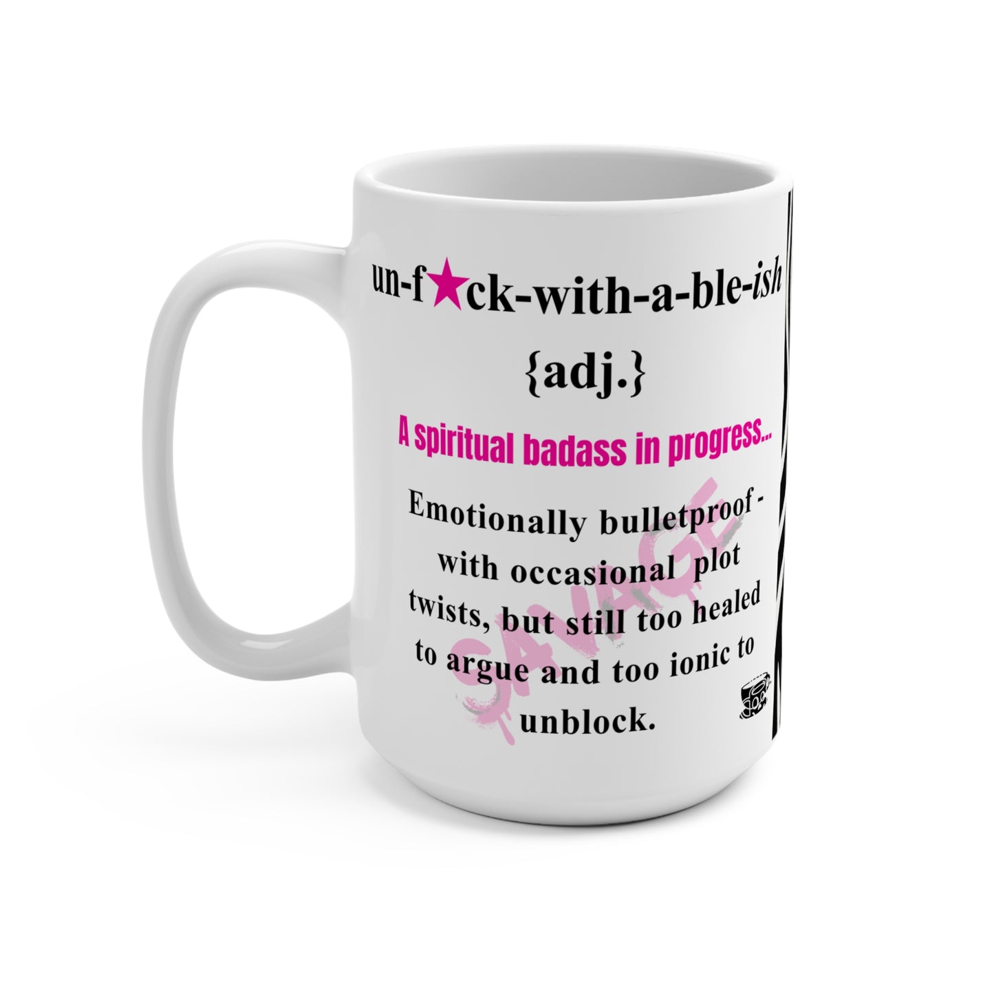 Funny UNF★CKWITHABLE-ISH Rebel Mug, Hot Pink with Definition