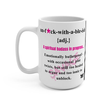 Funny UNF★CKWITHABLE-ISH Rebel Mug, Hot Pink with Definition