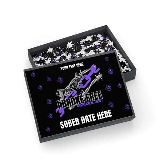 I Broke Free – Custom Jigsaw Puzzle, Sober Date 💜 LIMITED EDITION Printify