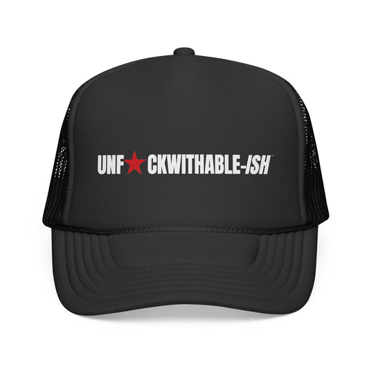UNF★CKWITHABLE-ISH™ Trucker Hat, Unisex Black & Red
