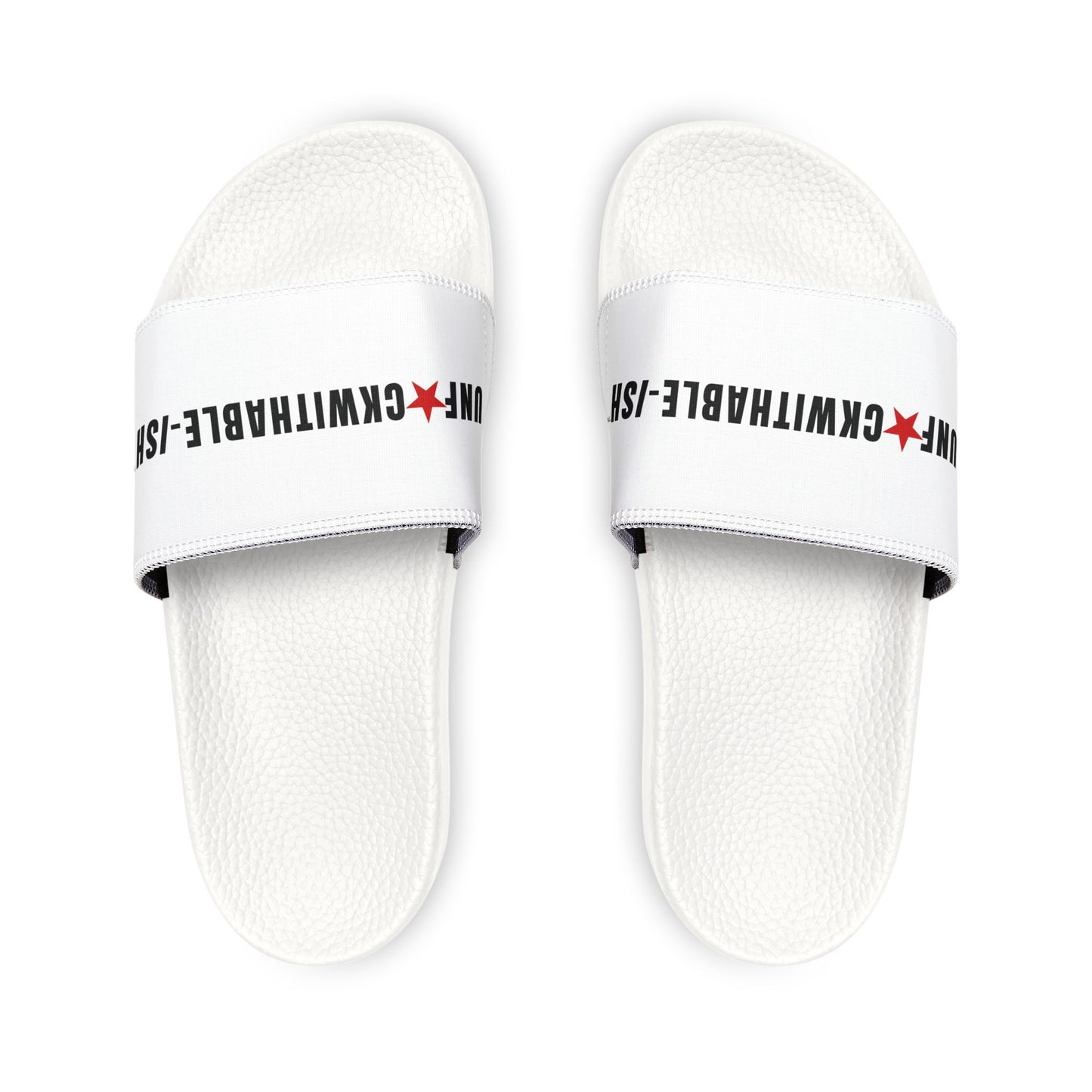UNF★CKWITHABLE-ISH™ Men's Adjustable Slides White/ Red Star
