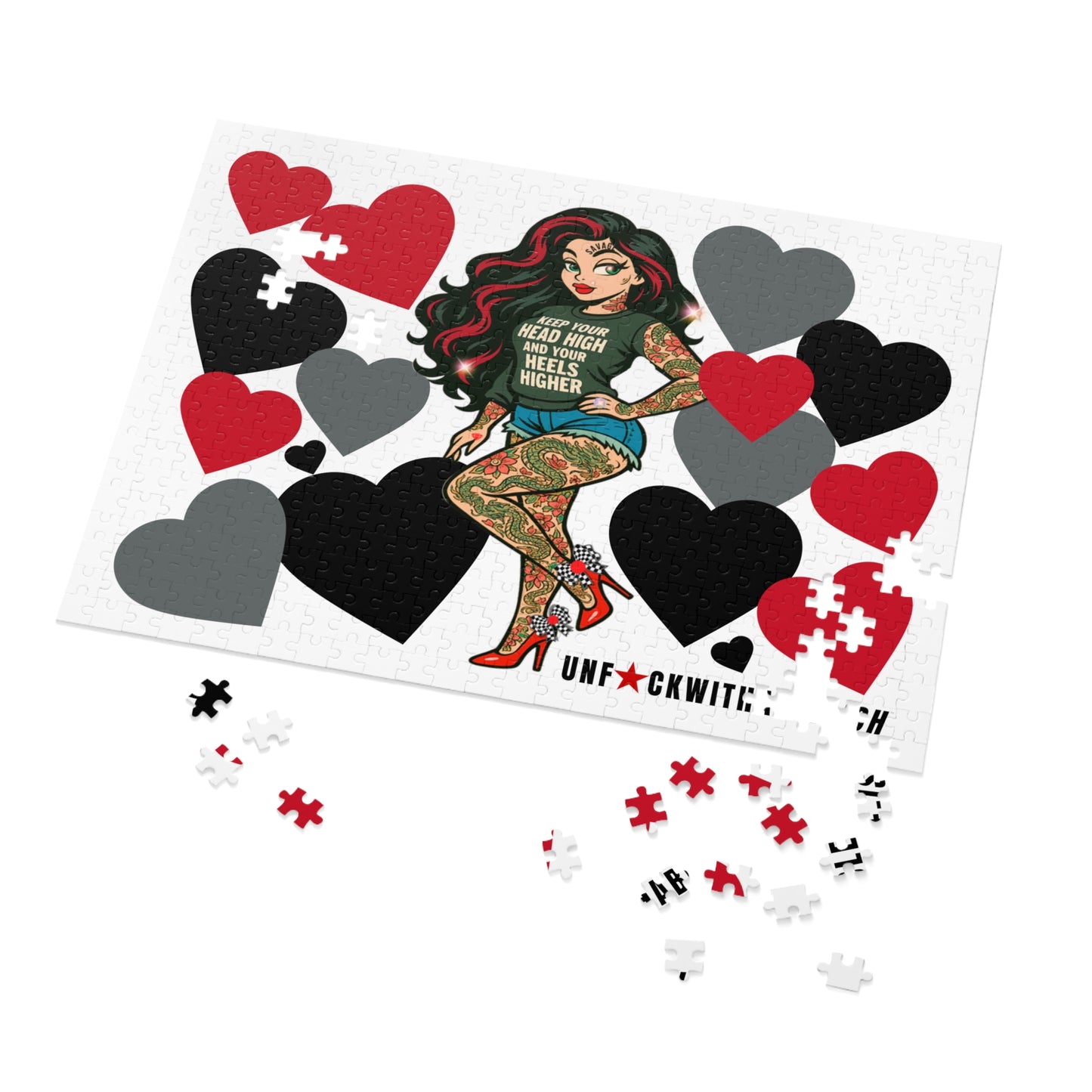 Adult Jigsaw Puzzle, Tattooed Skarlitt, Heart Design