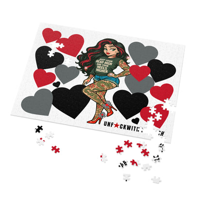 Adult Jigsaw Puzzle, Tattooed Skarlitt, Heart Design